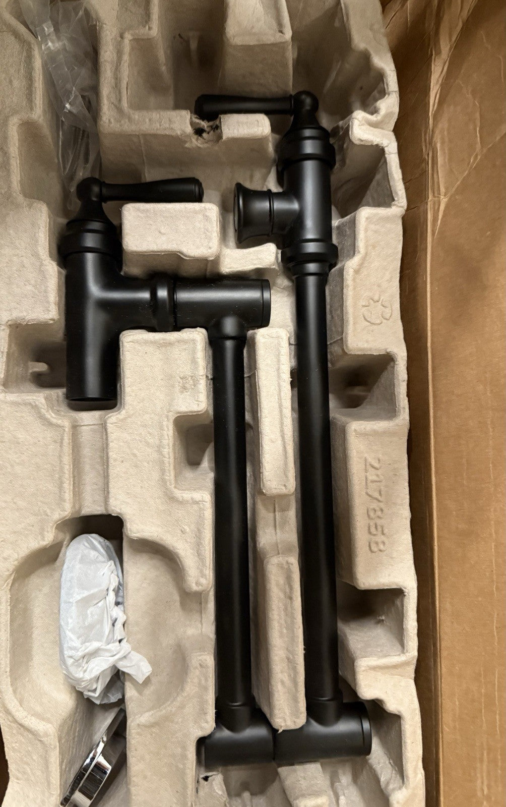 Moen S664BL Pot Filler Faucet Double Handle Wall Mount Matte Black