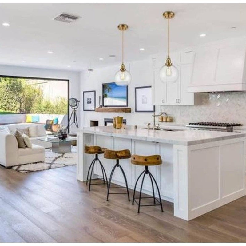 YuBole Modern Brass Seeded Glass Pendant Golden Finish