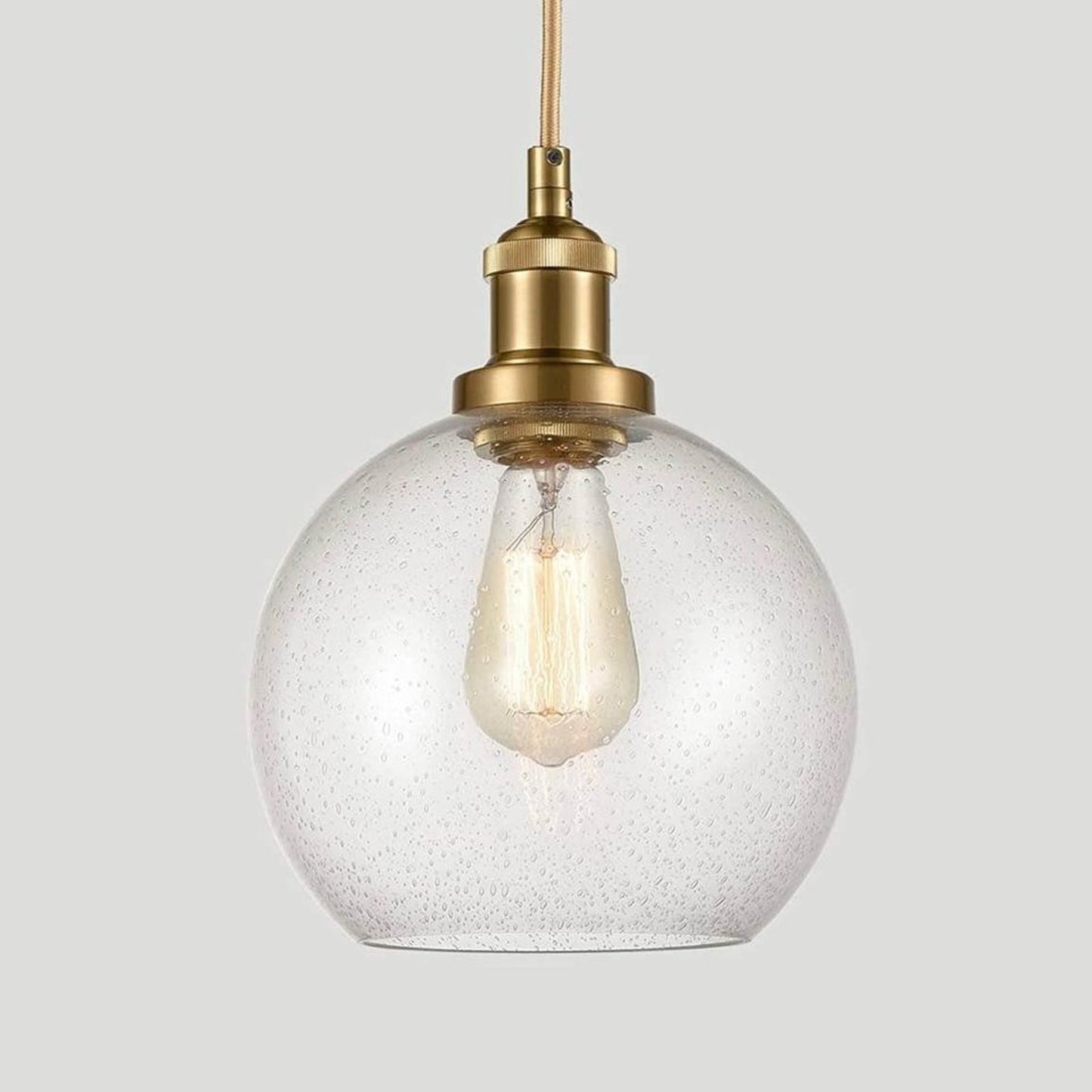 YuBole Modern Brass Seeded Glass Pendant Golden Finish