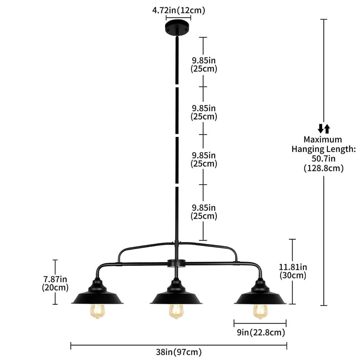 Puzhi Home Black Pendant Lighting Fixture