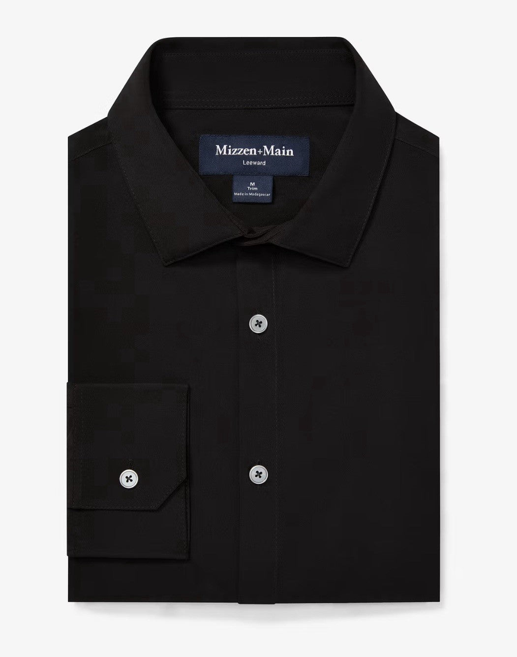 Mizzen+Main Leeward Dress Shirt – Black Trim Fit LS Button-Down – Men’s Large