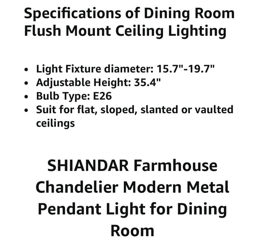 Rustic Farmhouse 6-Light Semi-Flush Mount Ceiling Chandelier