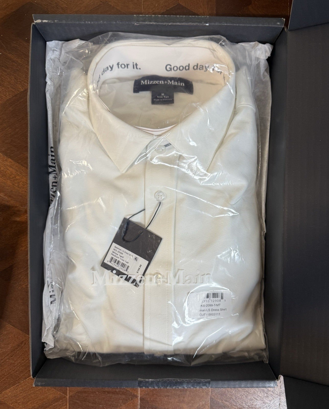 Mizzen+Main Bateman Performance Dress Shirt – White | Medium Trim Fit Tall | Wri