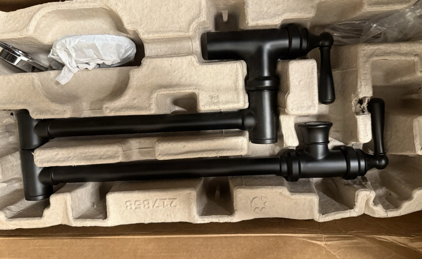 Moen S664BL Pot Filler Faucet Double Handle Wall Mount Matte Black