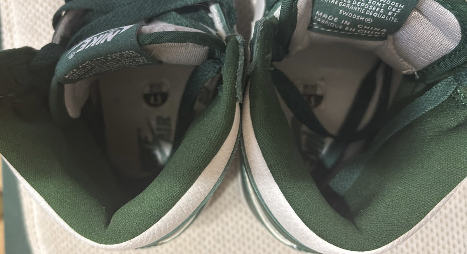 Nike Air Jordan 1 Retro High OG Green/Metallic Silver Mens 4.5 /  woman 6