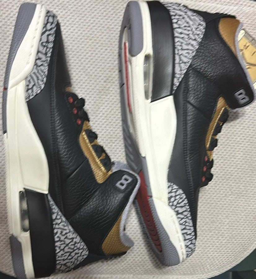 New -Nike WMNS Air Jordan 3 Retro Black Gold Sneakers CK9246-067 Women's 11