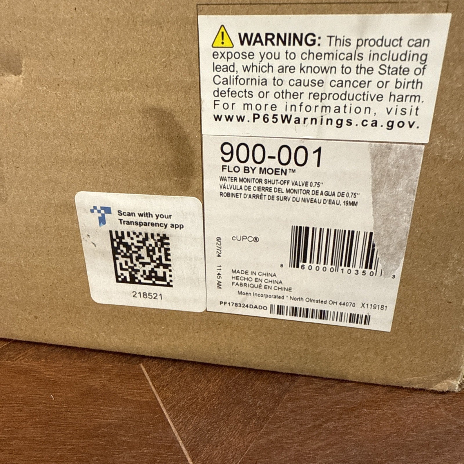 Moen Flo 900-001 3/4” Smart Water Monitor Auto Shutoff | Leak Detection Wi-Fi