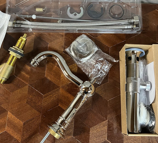 Rohl A1409LM-2PN Acqui Widespread Bathroom Faucet – Polished Nickel – NO HANDLES