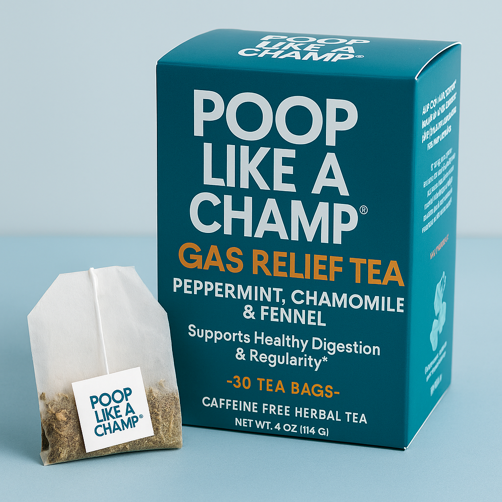 Poop Like A Champ Gas Relief Tea- Peppermint, Chamomile & Fennel - 30 Teabags
