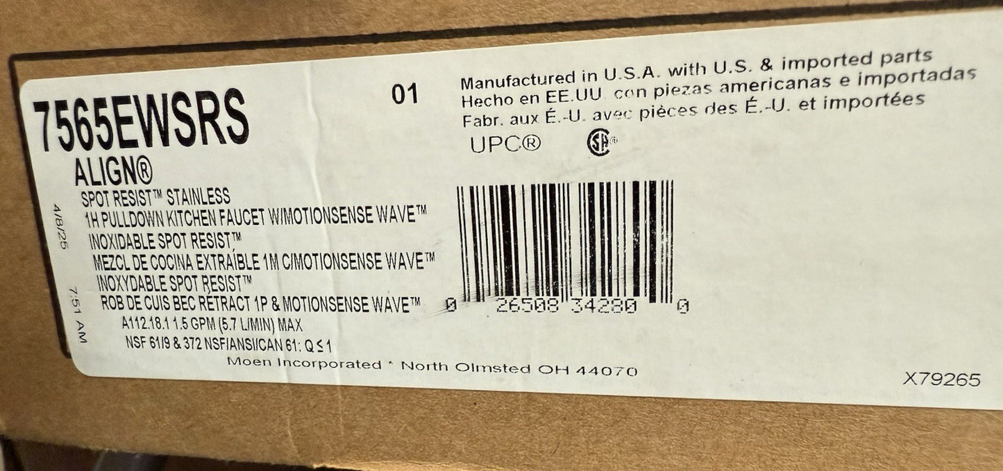 Moen 7565EW Align 1.5 GPM Single Handle High Arc Pulldown Kitchen