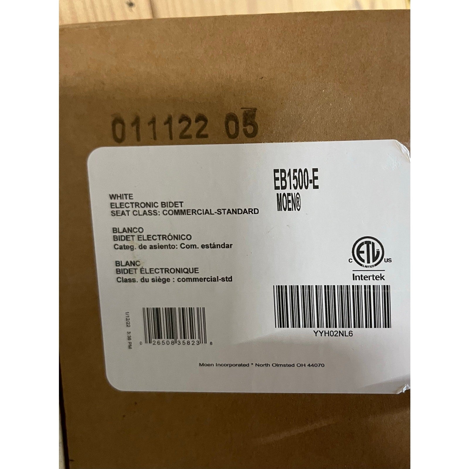 Moen EB1500E 3-Series Electric Bidet Seat White Elongated Heated Night Light