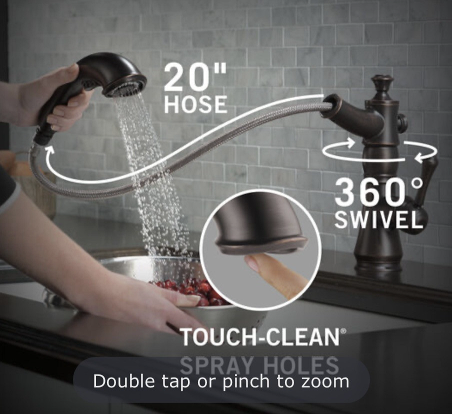 Delta Cassidy 4197-RB-DST Venetian Bronze Pull-Down Kitchen Faucet – Single Hand