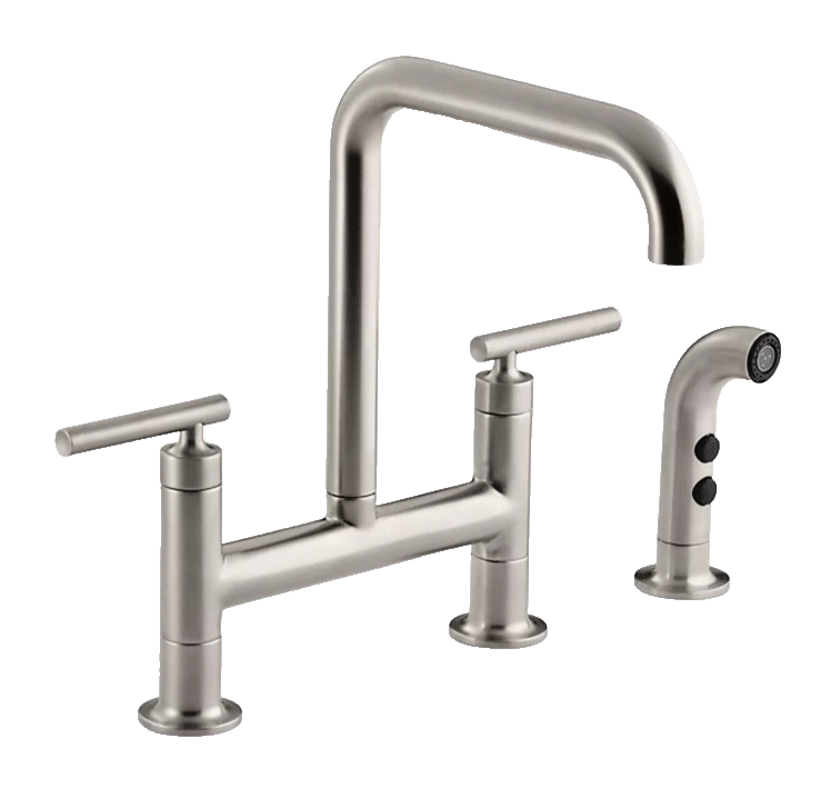 Kohler Purist 7548-4-VS Bridge Kitchen Faucet w/ Side Sprayer - Vibrant Stainles
