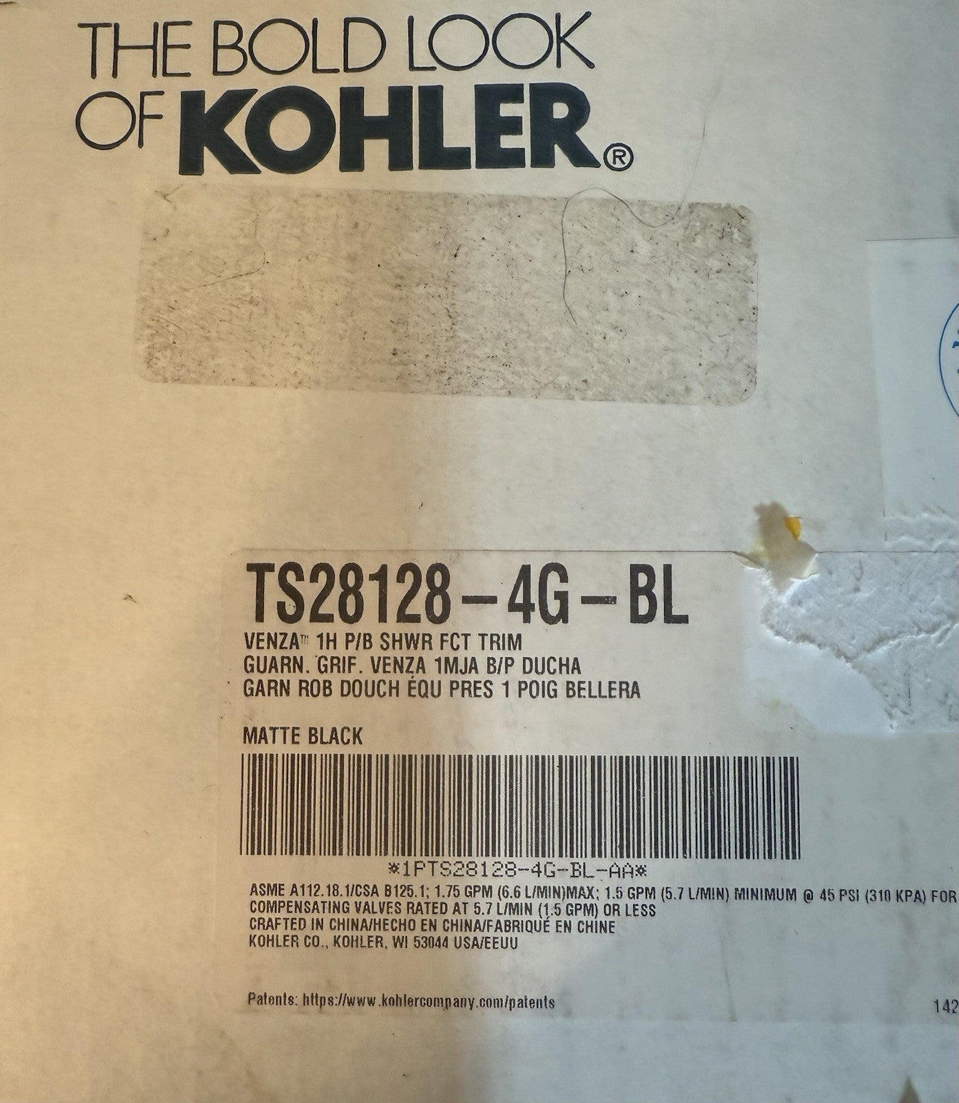 Kohler Venza TS2812-4G-BL Shower Faucet Trim Kit – Matte Black, 1‑Handle 🚿