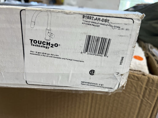 Delta Trinsic 9159T-AR-DST Touch2O Kitchen Faucet – Arctic Stainless | Pull-Dow