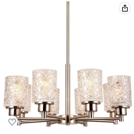 Alice House 8 Light Brushed Nickel 24” Chandelier