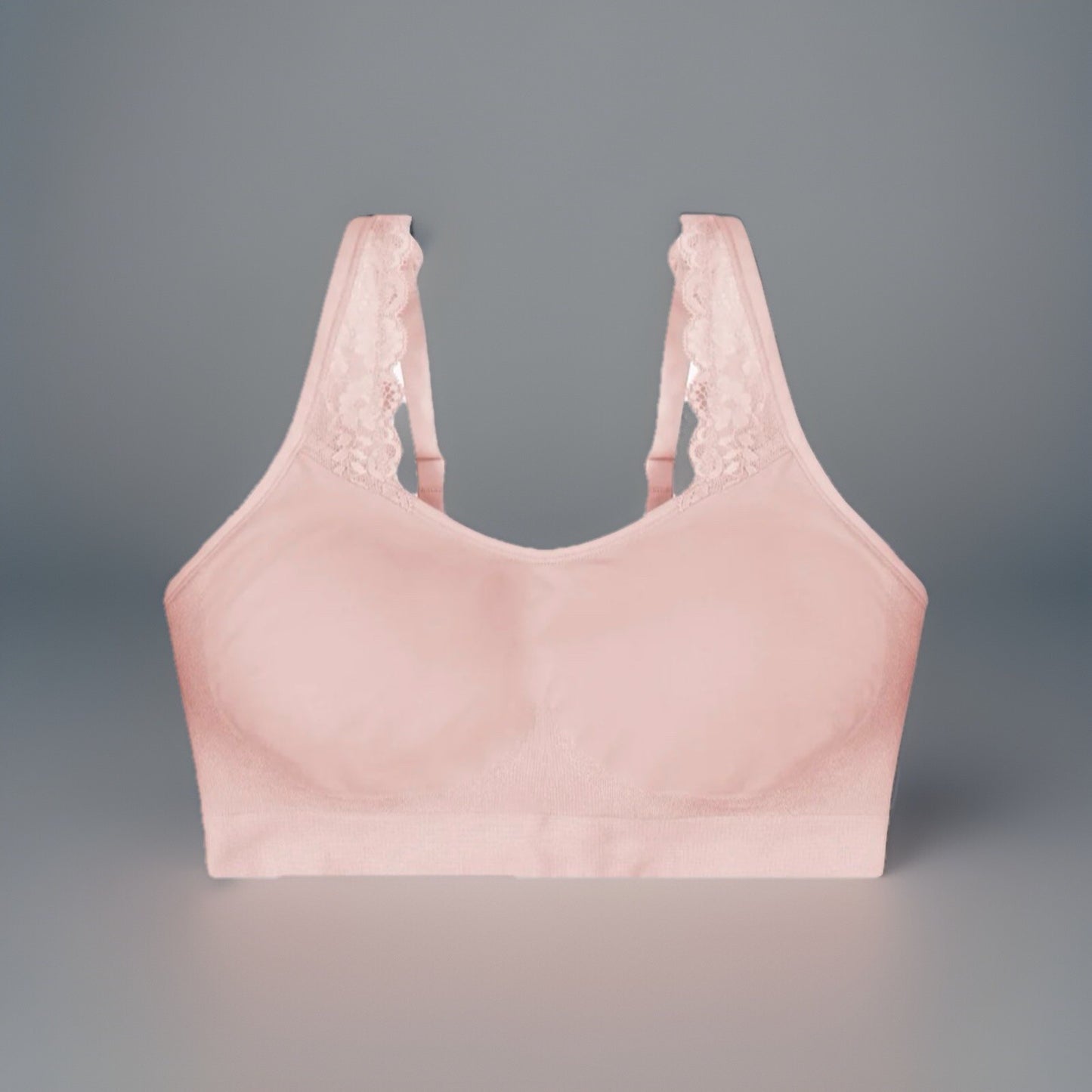 Underoutfit Adjustable Comfort Bra w/ Lace Straps-445 Crystal Rose, size Large
