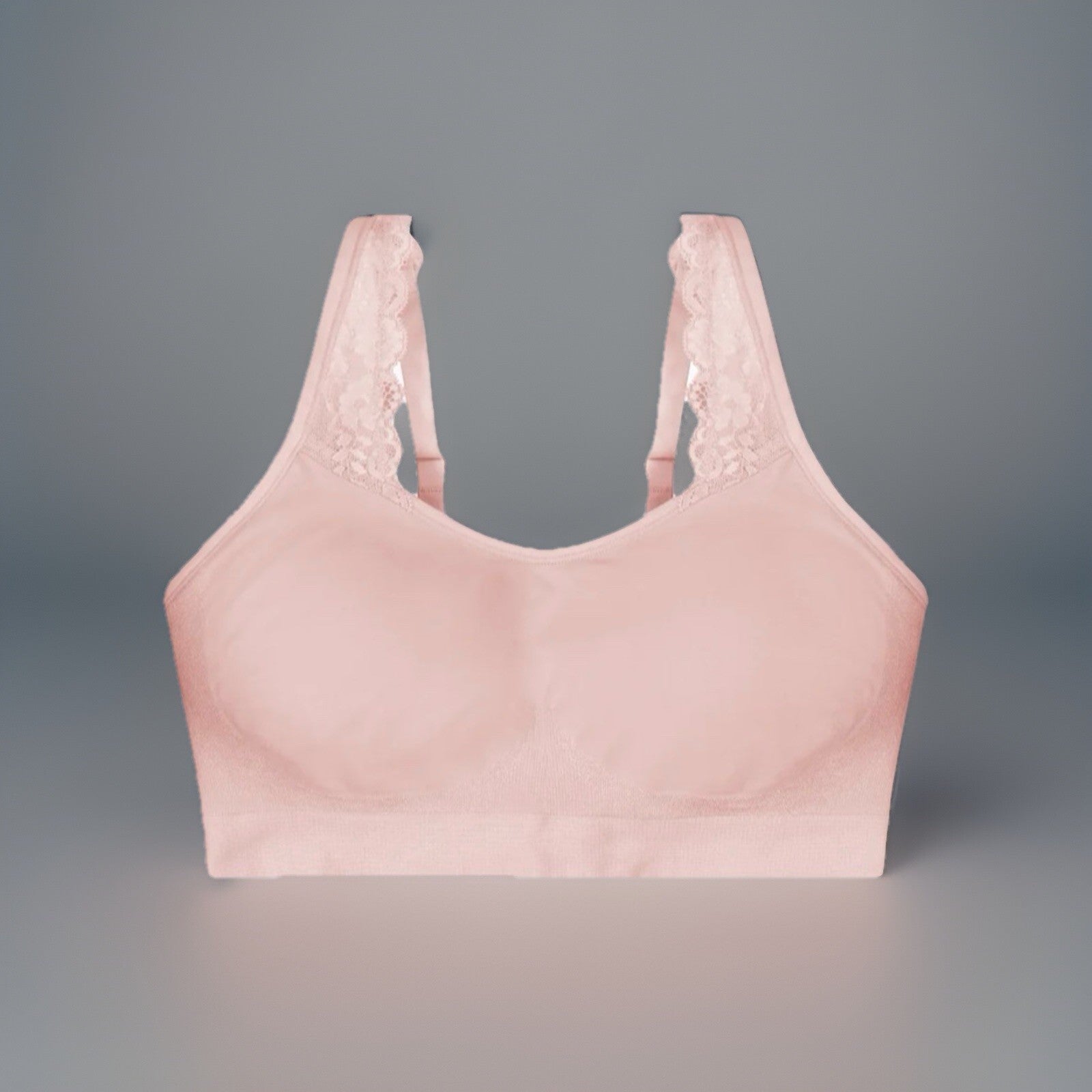 Underoutfit Adjustable Comfort Bra w/ Lace Straps-445 Crystal Rose, size Large
