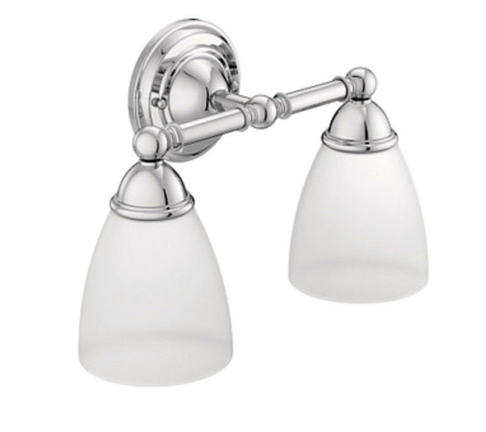 Moen YB2262CH Brantford 2-Globe Chrome Bath Vanity Light w/ Frosted Glass