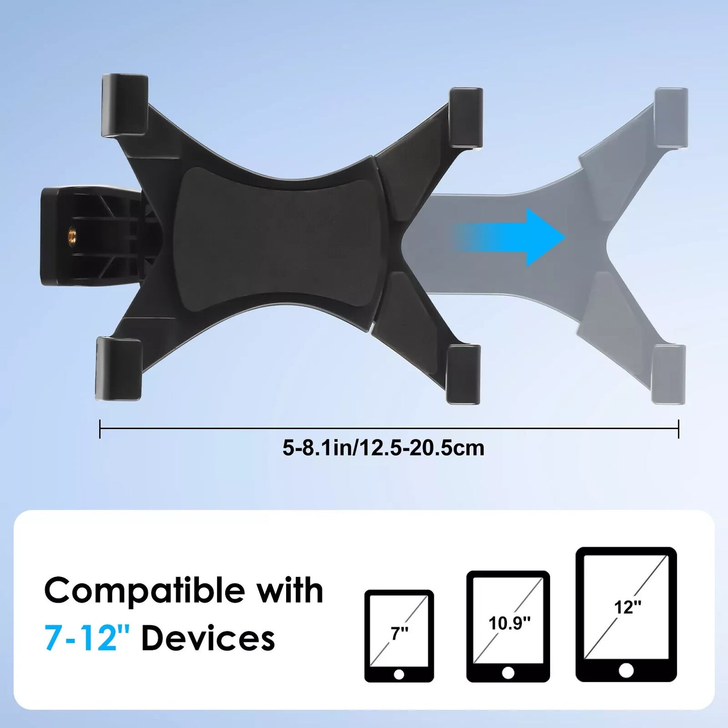 Tripod Mount Holder Bracket 1/4" Thread Adapter For 7"-12" Tablet iPad Universal