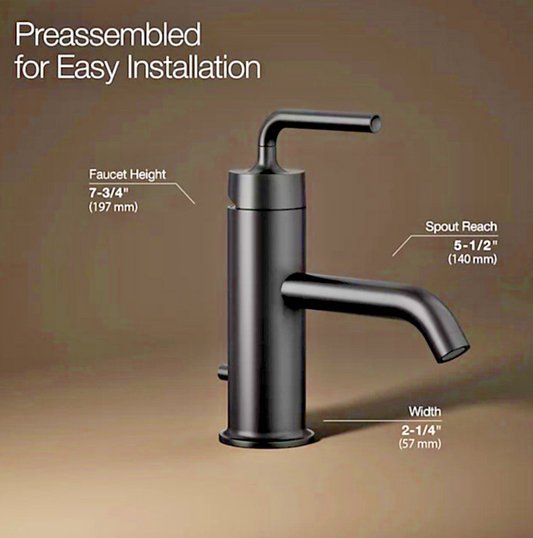 Kohler Purist Bathroom Faucet | Matte Black | Model 14402-4A-BL | 1-Handle Deck