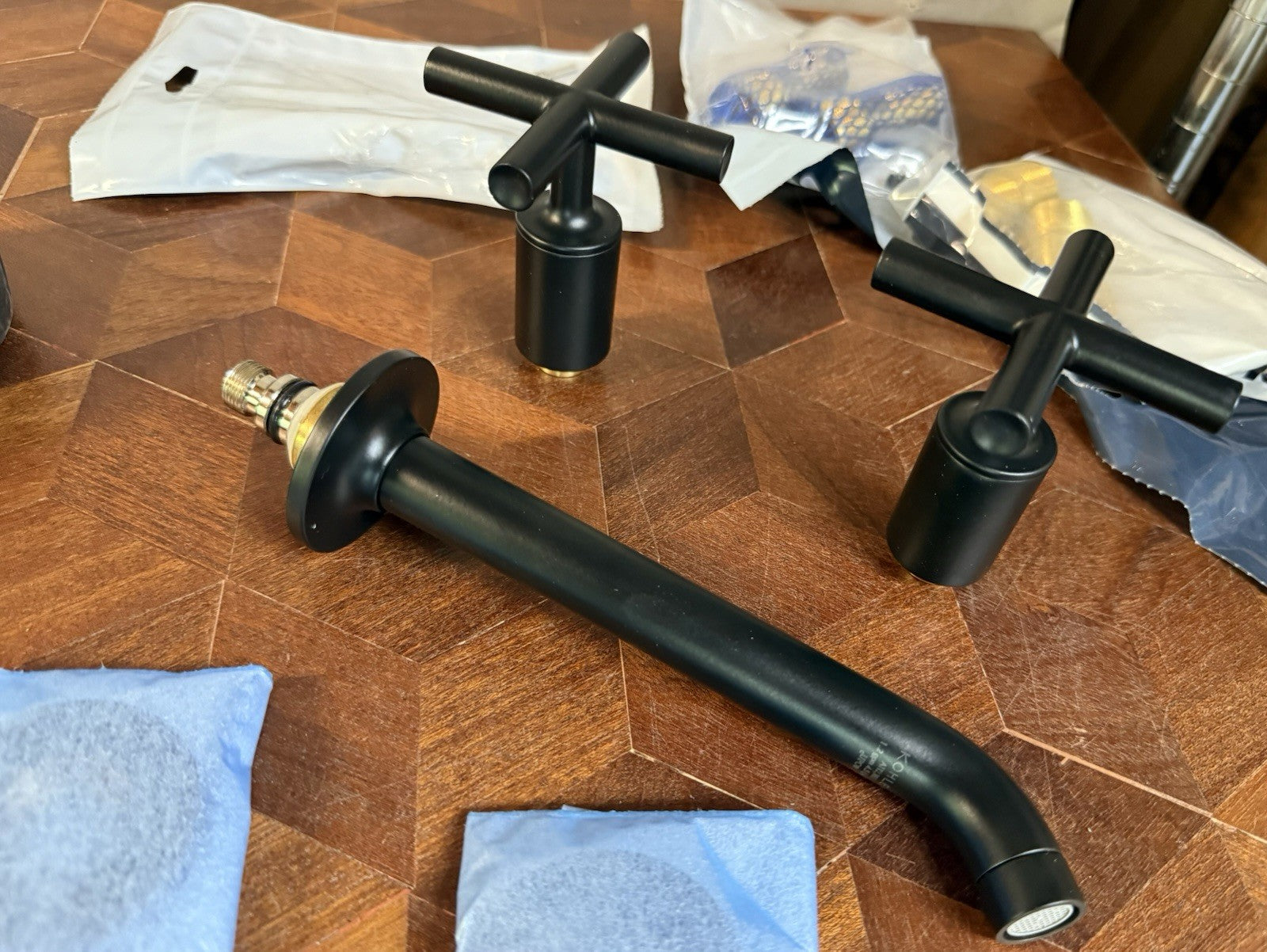 Kohler T14413-3-BL Purist Wall-Mount Bathroom Faucet Trim - Matte Black