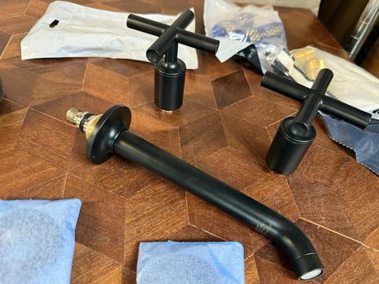 Kohler T14413-3-BL Purist Wall-Mount Bathroom Faucet Trim - Matte Black