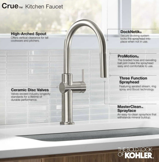 Kohler K-22974-2MB Crue Touchless Kitchen Faucet Pull Down 1.5 GPM Brass