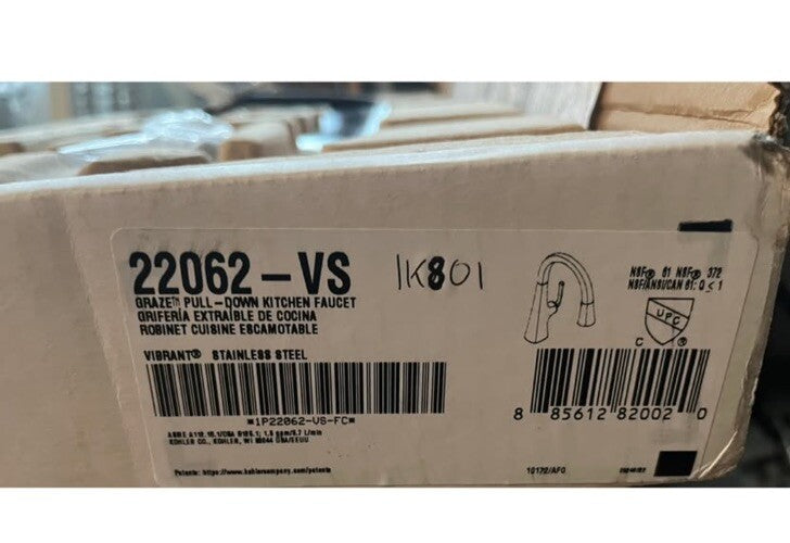 Kohler Graze K-22062-VS Pull Down Spray Kitchen Faucet Vibrant Stainless Steel