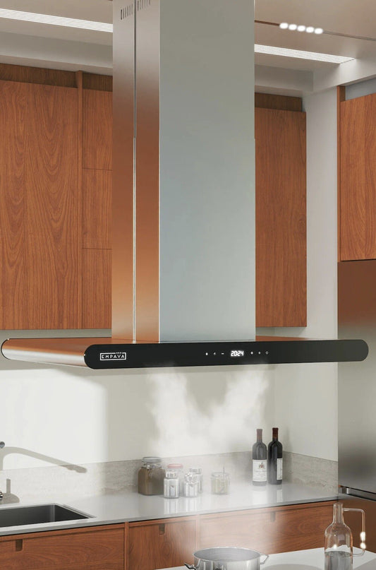 Empava 36" Island Range Hood – Ducted & Ductless Convertible, Stainless Steel &