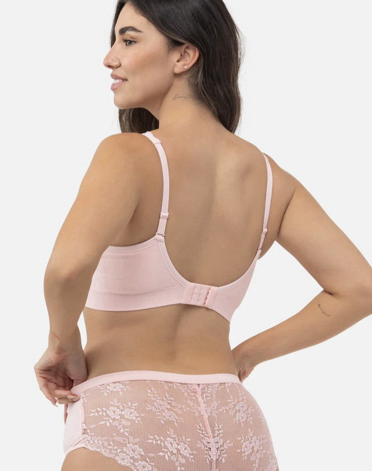 Underoutfit Adjustable Comfort Bra w/ Lace Straps-445 Crystal Rose, size Large