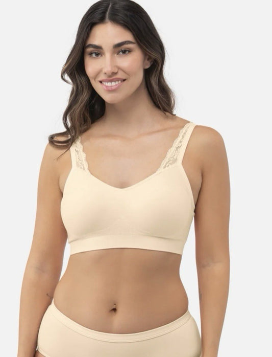 Underoutfit Adjustable Comfort Bra w/ Lace Straps-445 Sand Size Large