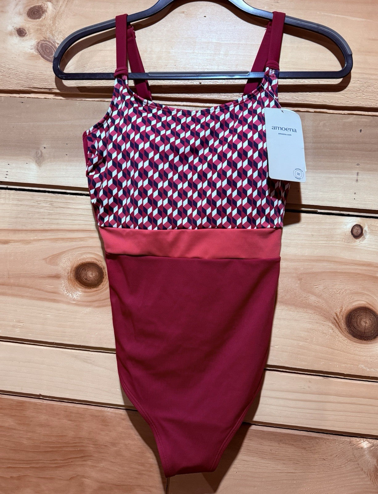 NWT- Amoena Apulia One Piece Red Pocketed Mastectomy Swimsuit size 10c