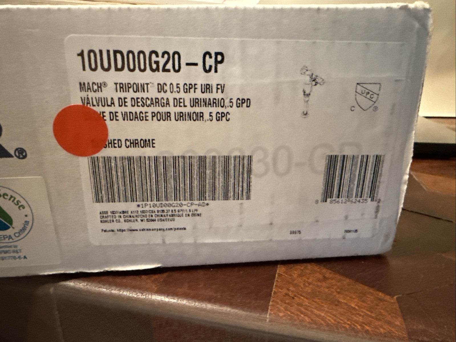 Kohler 10UD00G20-CP Mach Tripoint DC 0.5 GPF Urinal Flushometer, Polished Chrome