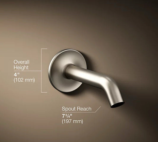 Kohler K‑14426‑BN Purist 7‑3/4″ Wall‑Mount Tub Spout – Vibrant Brushed Nickel