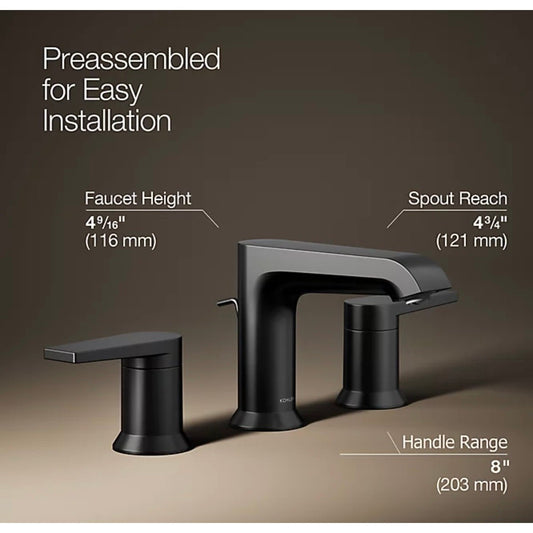 Kohler 97093-4-bl  Hint Widespread Bathroom Sink Faucet, 1.2gpm