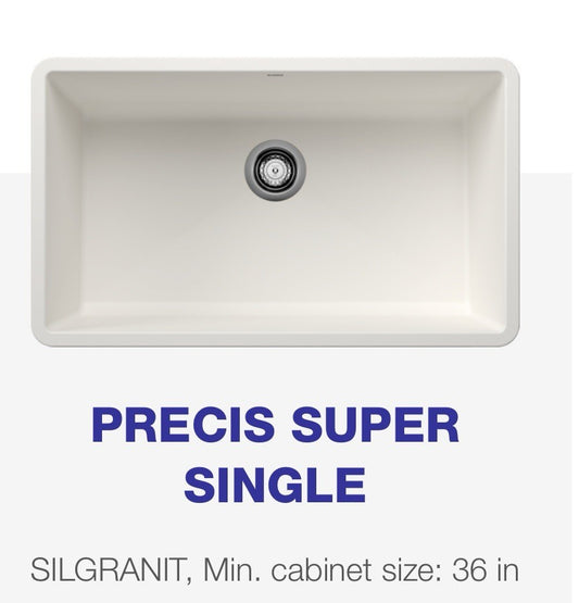 Blanco 32" White SILGRANIT Sink 440150 – Undermount Single Bowl Kitchen Beauty