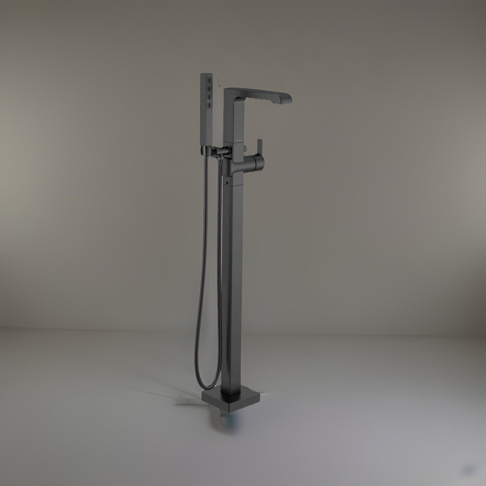 Delta Ara T4767-BLFL Floor-Mount Tub Filler Trim w/ Handshower – Matte Black