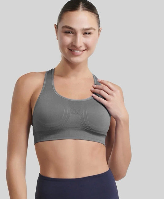 The NowSunday Racerback Sports Bra (sewn in pads) 1145 Gray, 3XL