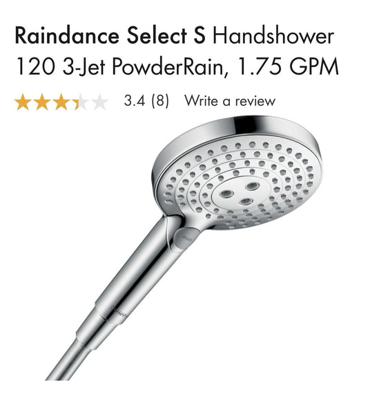 Hansgrohe Raindance Select S Handheld Shower Head 26036001 Chrome – 3 Sprays 🚿