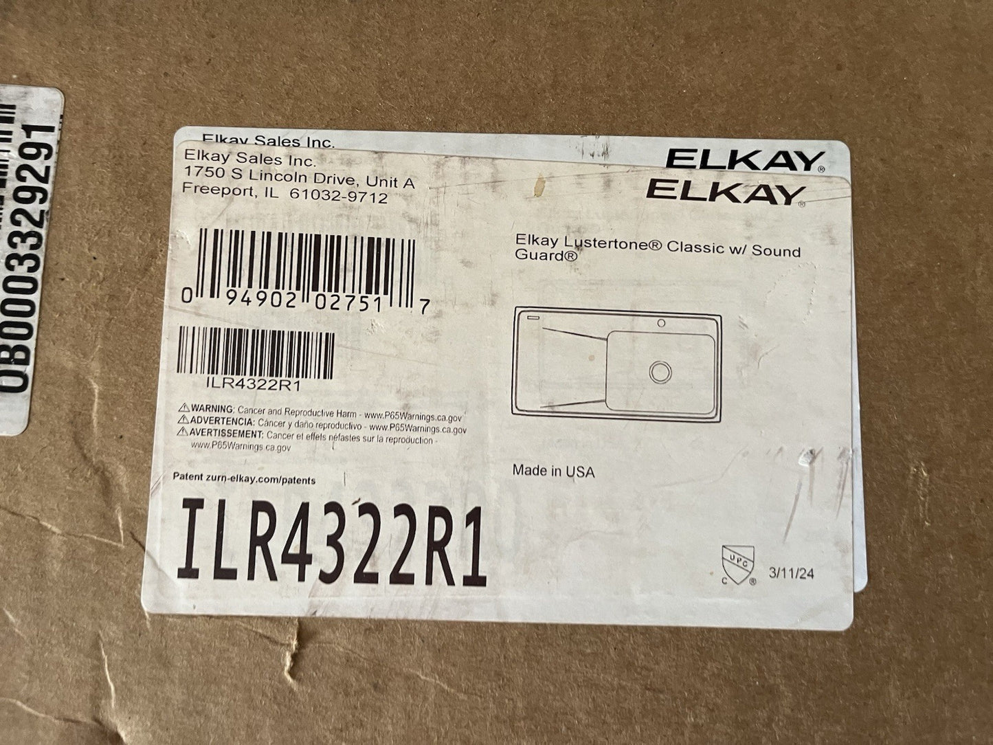 Elkay ILR4322L3 Lustertone Classic Stainless Steel Kitchen Sink 43"x22"–3-Hole