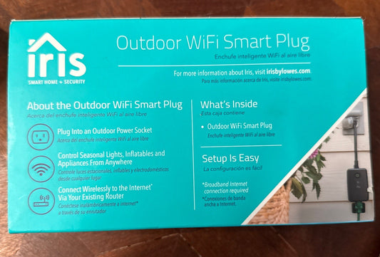 Iris Outdoor WiFi Smart Plug (120V) – Weather-Resistant Remote Control 🔌