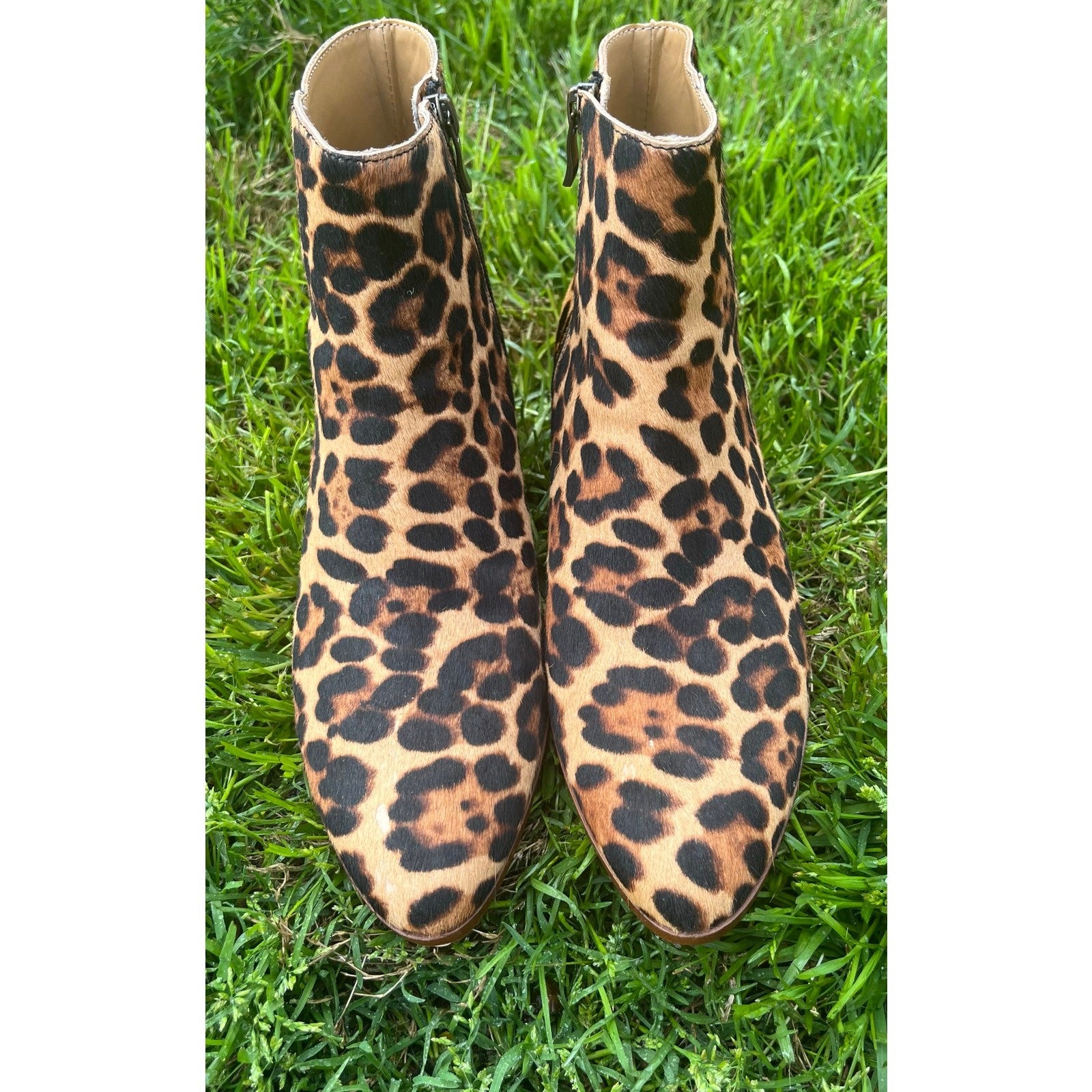 J.Crew Walker Calf Hair Leopard Booties Women’s Size 8 Animal Print Ankle Boots
