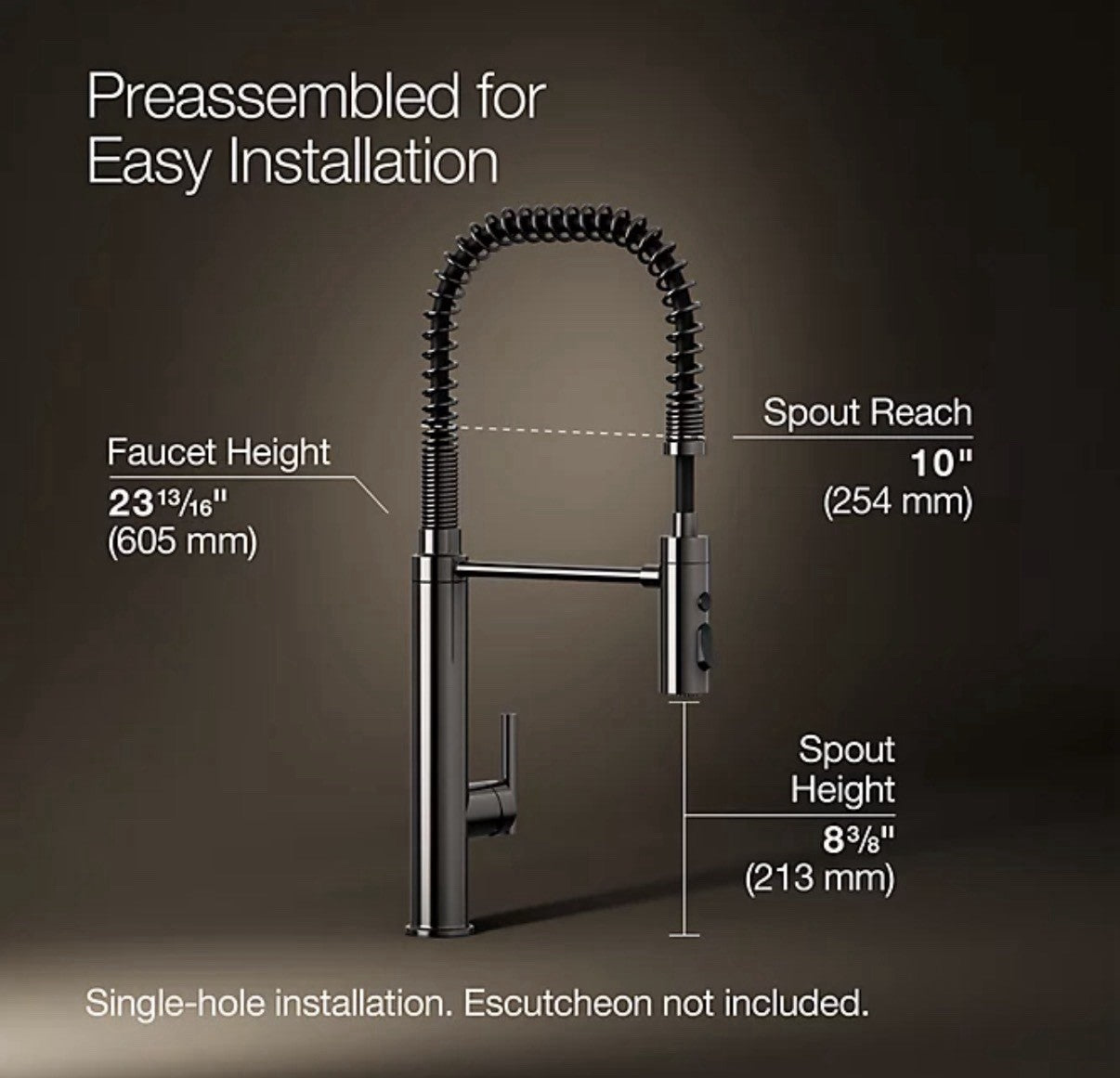 KOHLER Purist Single-Handle Standard Kitchen Faucet in Vibrant Titanium 24982-TT