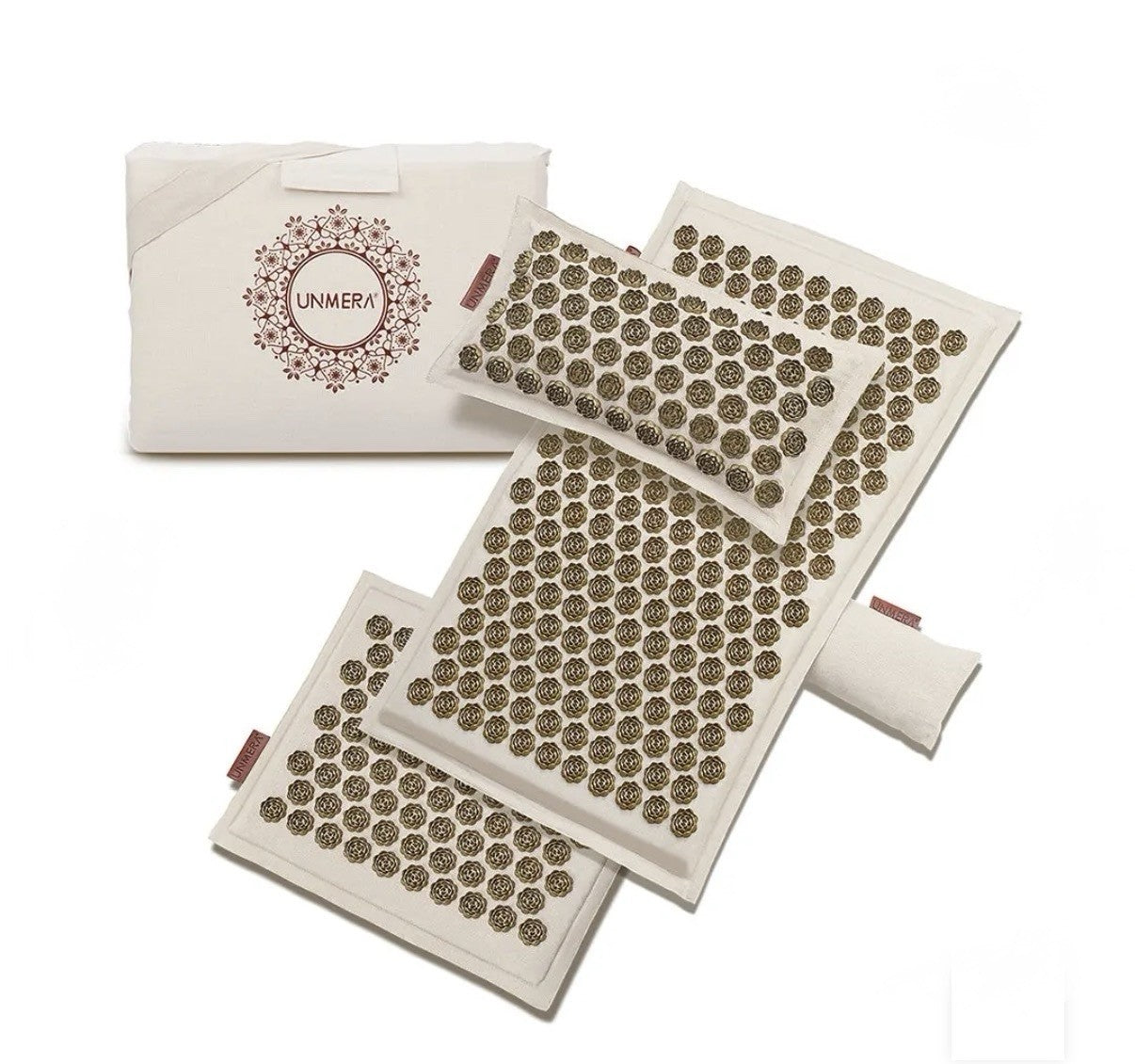 UNMERA Acupressure Mat and Pillow Set,Natural Eco Linen - Sage Green
