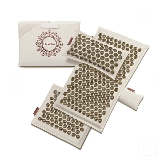 UNMERA Acupressure Mat and Pillow Set,Natural Eco Linen - Sage Green