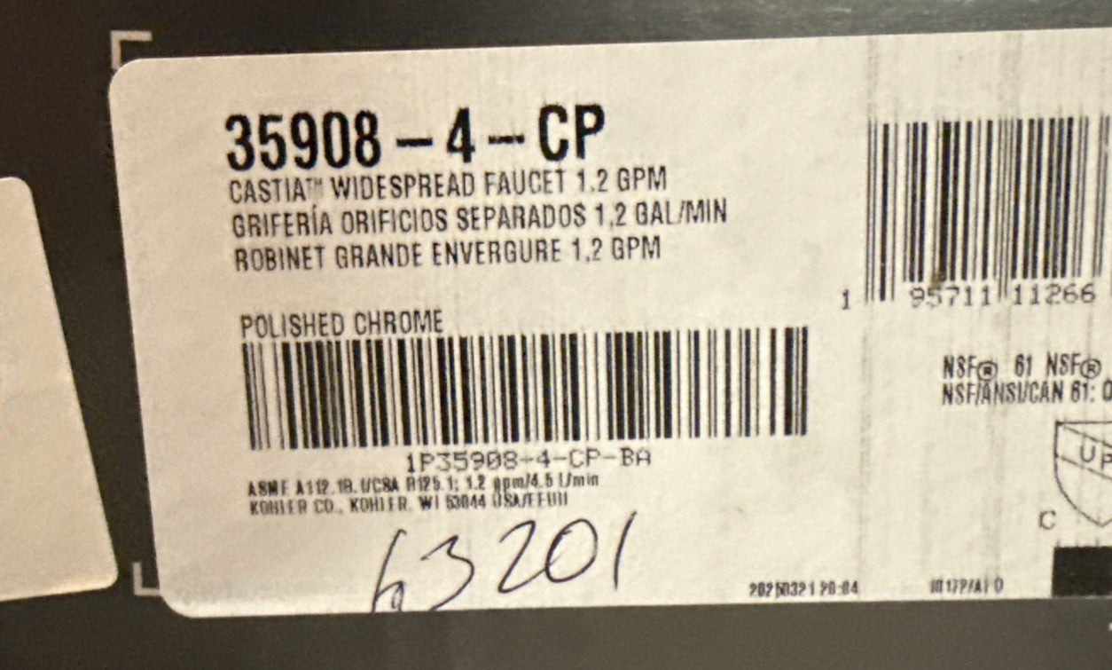 Kohler Castia K-35908-4-CP Widespread Bathroom Sink Faucet w/ Drain – Polished C