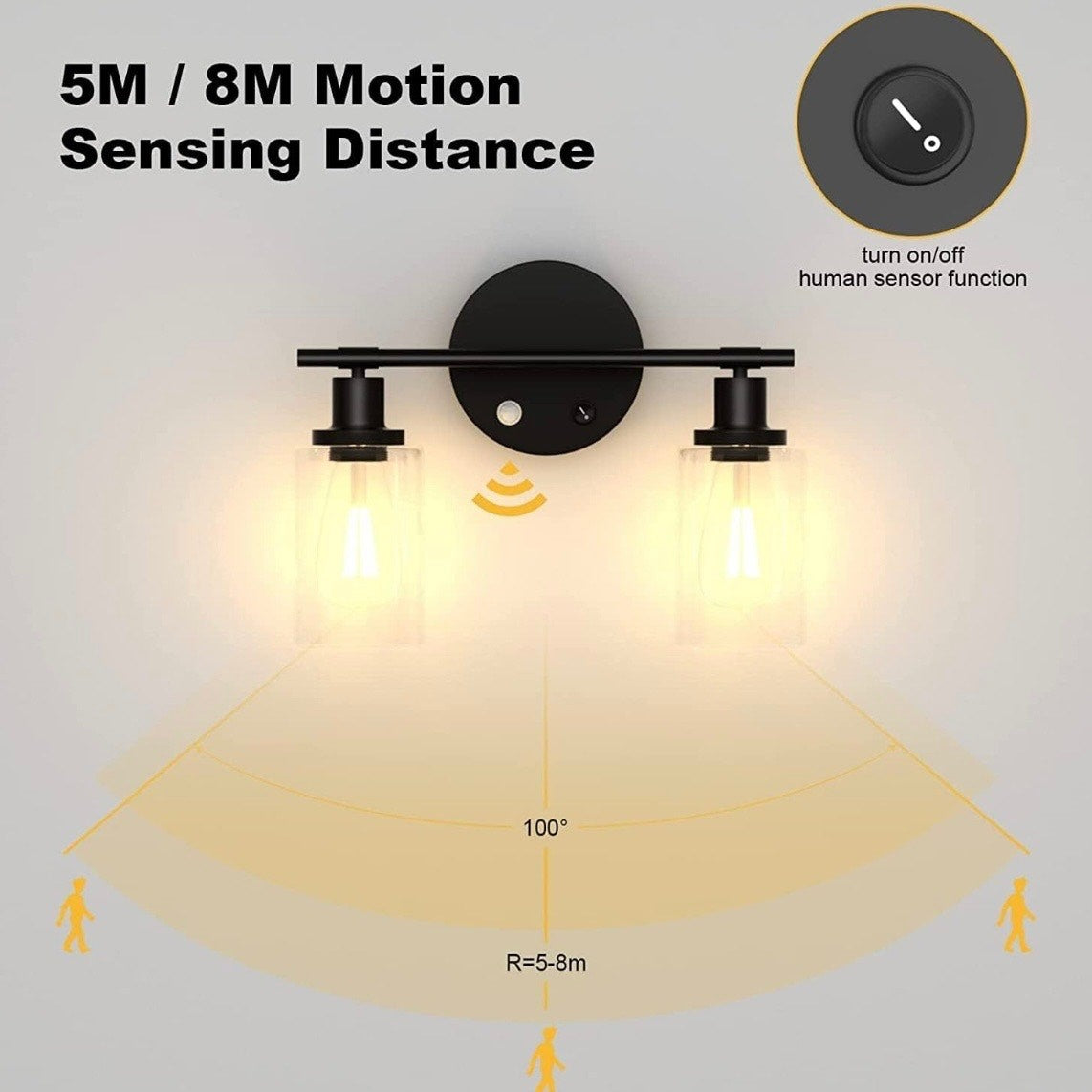 Dipten 2 Light Bathroom Vanity with Motion Sensors