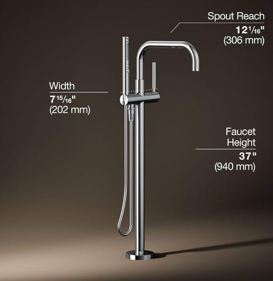 Kohler Purist Floor-Mount Tub Filler w/ Handshower Polished Chrome K-T97328-4-CP