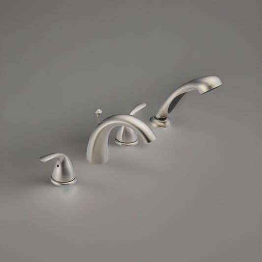 Delta T4705-SS Two-Handle Roman Tub Trim with Handshower – Stainless Steel | OPE